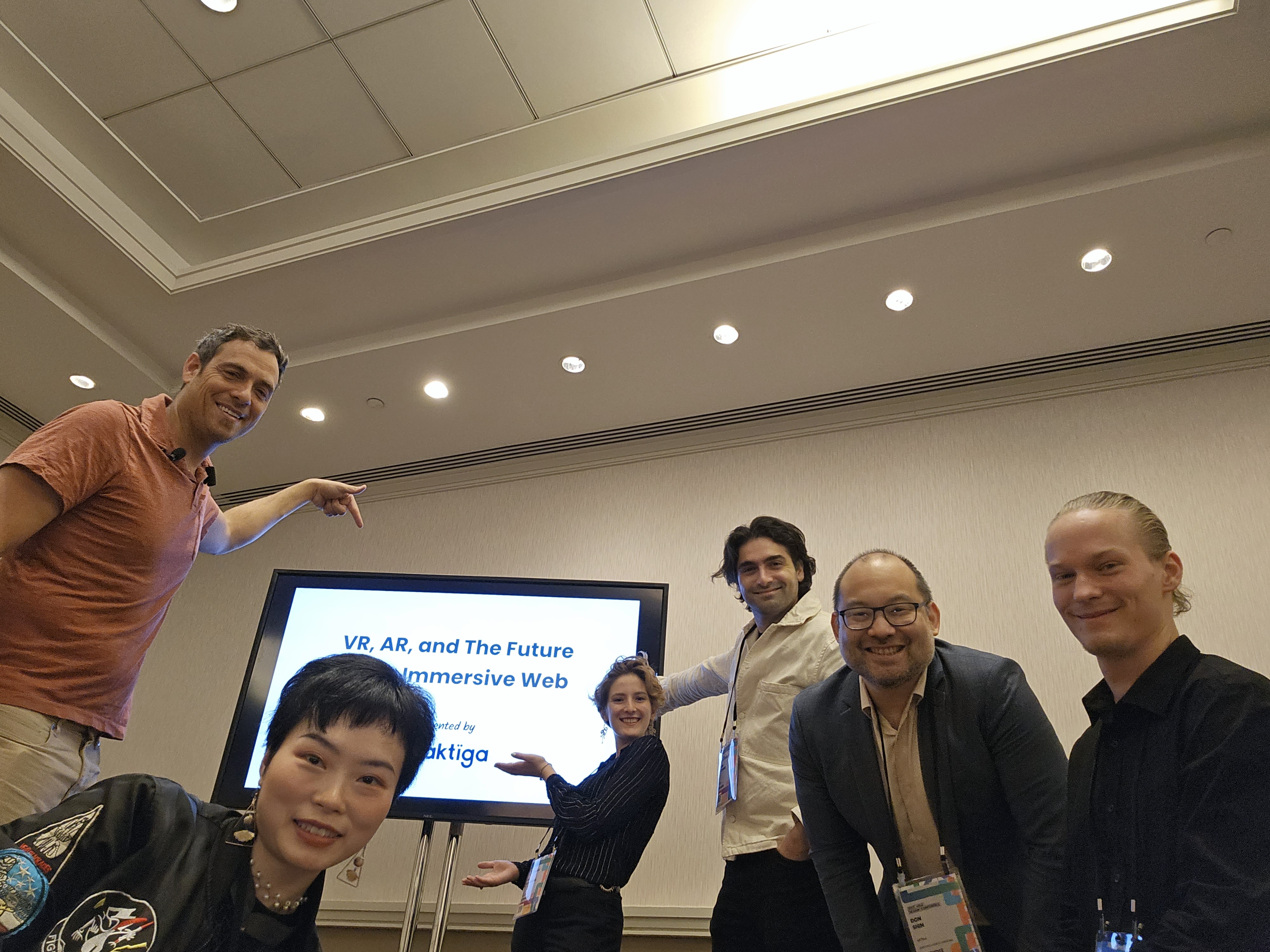 Yiting Liu seated on an AIGA Design Conference panel about VR, AR, and the future of the immersive web